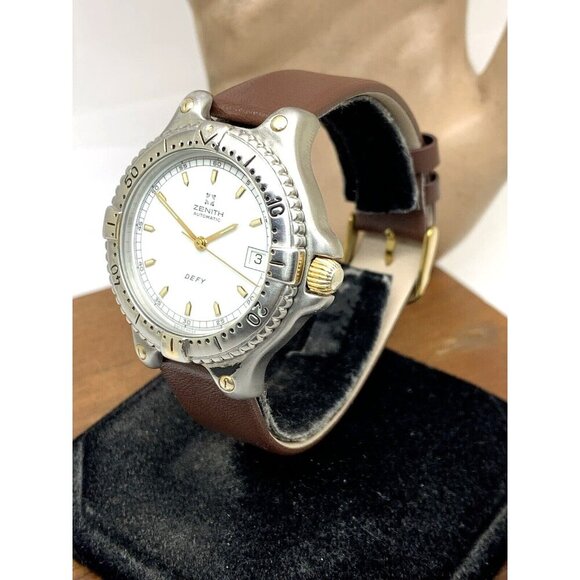 Zenith Defy Men's Watch Swiss Automatic White Dial Date Brown Leather Band 38mm - Picture 2 of 14